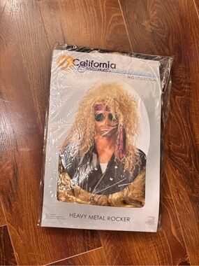 California Costumes Heavy Metal Rocker Wig Blonde Curly 80s Hair Band NEW